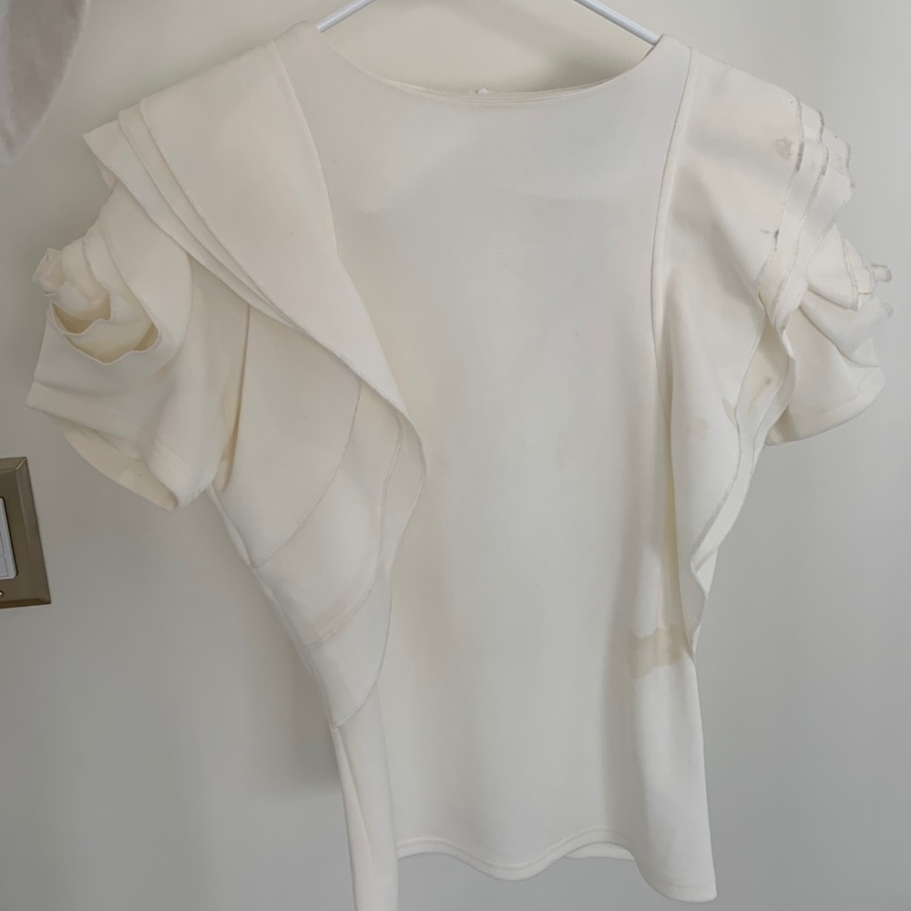 White Ruffle Sleeve Shirt
